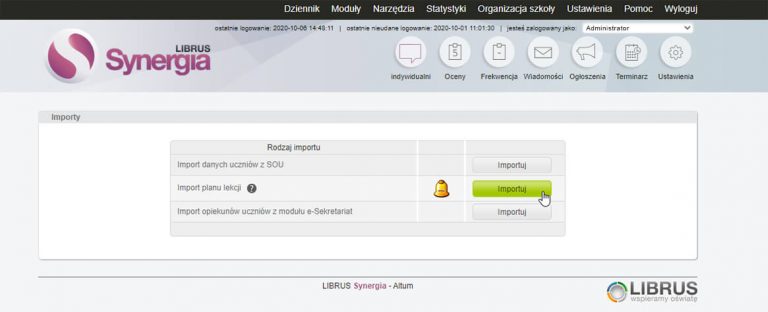 Plan lekcji - Librus - Planowanie dyżurów i zastępstw